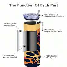 1pc 20oz Vibrant Bengal Cat Insulated Tumbler With Lid & Straw - 304 Stainless Steel, Durable & Stylish For Sports, Outdoor Activities, Perfect Gift Idea, Outdoor Hydration|Artistic Tumbler|Durable Construction - 1pc - 查看 2