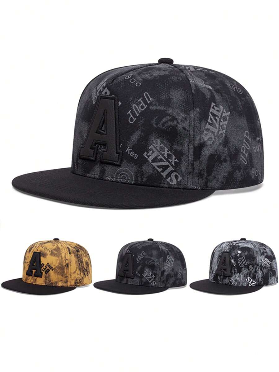 2026新款时尚创意嘻哈帽，个性化字母刺绣涂鸦棒球帽，街头滑板帽，户外日常通勤装饰帽，男女通用运动遮阳帽，休闲平沿帽 - A塗鴉 - 查看 1