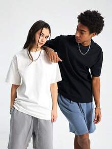 Comfort Color T-Shirt Adult Heavyweight Short Sleeve Solid Essential Tee Summer Causal, Style G1717,1pcs - 黑色 - 查看 3