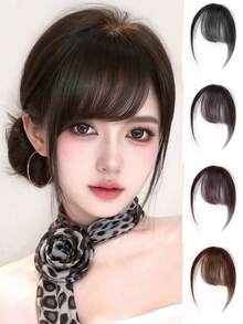 千禧发夹假发，侧刘海，自然前额假刘海，无缝薄顶假发