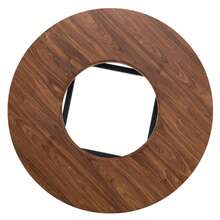 Round Table In A Modern Minimalist Design With A 100 Cm Diameter And Brown Wood Pattern, Suitable For 2-4 People (With Recessed Brown-Grey Glass Top And Metal Stability Frame). - Brown - View 8