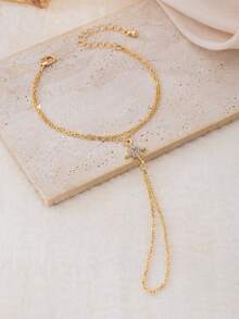 1pc Classic 8-Pointed Star Dual-Layer Metal Chain Finger Ring Bracelet, Faux Crystal, Suitable For Everyday, Gathering, Date, Party, Street Style, Elegant And Refined Middle Eastern Style For Women - Star - View 2