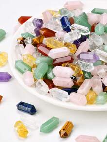 2件装彩色天然石六角柱吊坠DIY首饰制作配件 - 20*9mm 绿东陵玉&粉晶&紫水晶&白石英&红玛瑙&黄水晶&青金石&虎眼石，适合制作手链、项链和耳环 - 彩色 - 查看 8