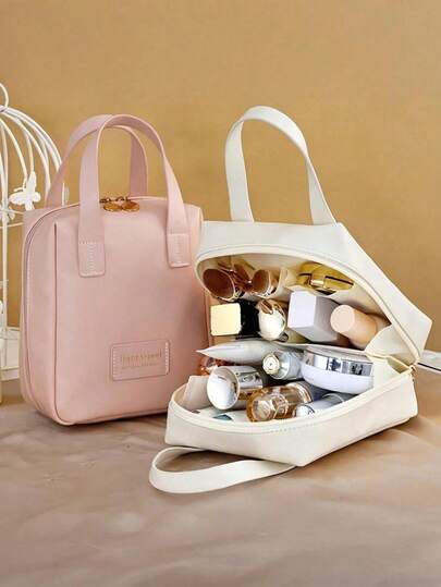 1 PU Shell-Shaped Makeup Bag, Portable Travel Makeup Storage Bag, Handheld Travel Storage Bag, Multi-Functional Storage Bag For Lipsticks, Makeup Brushes, Skin Care Products, Mobile Phones, Coins And Small Items, Suitable For Home Use, Gifts And Festivals