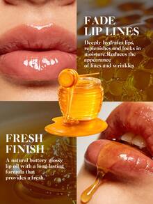 USHAS Honey Nourishing Moisturizing Lip Oil, Creative Pendant Design For Hanging On Bags Or Phones, Deep Moisturization And Hydration, Non-Sticky Formula, Day And Night Nourishing Care, Fashionable Makeup Accessory For Holidays, Creates Plump, Dewy Lips