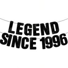 1套黑色亮片 Legend Born In 2010/2008/1996/1986 生日派對 DIY 字母橫幅，亮片數字 16th/18th/30th/40th 週年派對裝飾，Vintage Legend Since Year 男士復古里程碑生日派對橫幅標誌花環 - 彩色 - 查看 13