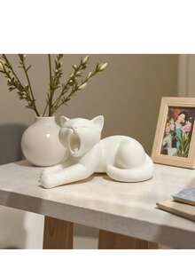 1pc Comfortable Open Mouth Sculpture, Modern Lazy Cat Resin Statue, Anime Theme Collector's Desktop Decoration, Su For Living Room, Office, Study, Bedroom, Ideal Gift For Pet Lovers, Christmas Valentine's Day New Year Home Decoration And Party Decor - Multicolor - View 1