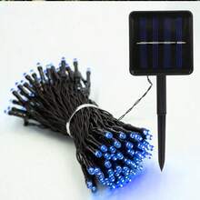 1 Pc 7.5M LED Outdoor Waterproof Solar Powered Fairy String Lights, Camping Lights, Outdoor Decoration Lights For House, Lawn, Trees, Street, Railing, Festivals, Indoor (Blue, Warm White) - Bare Light String Lights - View 8