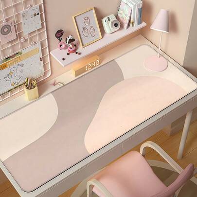 1 件装柔和色彩曲线侘寂风格鼠标垫，简约低调桌面垫，大尺寸办公桌装饰防滑键盘垫