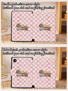 Grid Dog Pattern Tablet Protective Case, Compatible With IPad 9.7/10.2/10.5/10.9/12.9/Pro 11 (10th Gen), Galaxy Tab S6 Lite 10.4 Inch, Kindle Paperwhite (12th Gen, 2024), Kindle (11th Gen, 2022), Kobo Clara Color, Soft Shock-Proof, Smart Stand/Auto Wake/Sleep Function - 多色-1 - 查看 5