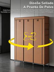 170*130*45cm Grande Estantes de armario, Armario Triple portátil con cubierta de tela, Organizador de ropa independiente grande para dormitorio y Sala Closet Armario Armable Organizador 3 Puertas Entrepaños Base Aluminio Closet Armable Ropero Rack Guardaropa Recamara Organización, Bonito, Práctico Y Resistente. Armario Plegable Organizador de Ropa Estanterías del armario, decoraciones de Halloween, disfraces de Halloween, decoración de otoño, decoración de festivales - Rojo - Ver 4