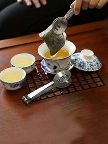 1pc Stainless Steel Tea Bag Clip, Tea Tweezers, Herb Tea Cup Clip, Chinese Medicine Folder