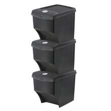 Set Of 3 Large Stackable Waste Recycling Bin Garden Kitchen Dustbin With Lid - Y89200800 - View 10