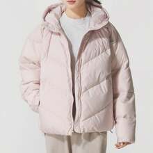 Nike Women's Hooded Padded Coat, Casual Sports Warm Hooded Down Coat - Pink - View 2