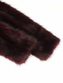 Women's Fashion Faux Fur Crocodile Print Jacket Collar Design Waist Belt Detail Zipper Closure - Red G0772 - View 9