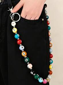 1pc Fashionable Dopamine Billiard Bead Waist Chain, Mini Personalized Niche Pants Chain, Versatile Denim Jeans Accessory, Bohemian - Multicolor - View 2