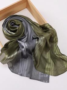1件女士优雅纹理缎面围巾，拼接褶皱柔软渐变色头巾，适合搭配穆斯林头巾服饰 - 彩色 - 查看 11