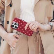 Soft & Cute White Polka Phone, Y2K Style, Compatible With 17/16/15/14/13/12/11 Pro - Đỏ - Xem 10