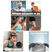 9 Piezas Bandas para el Cabello, Diademas Deportivas para Mujer y Hombre, Algodn, Absorbe el Sudor, Antideslizante, para Yoga, Fitness, Ciclismo y Viajes, Etc. Negro+Blanco+Gris - inicial - Ver 1