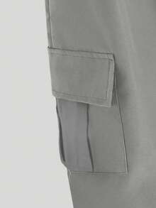 2pcs/Set Young Boy Cartoon Print Short Sleeve T-Shirt And Cargo Pants Casual Outfit - Grey - View 5