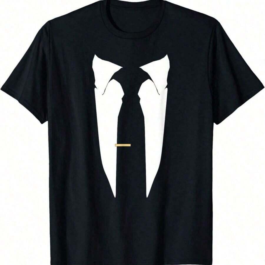 Traje Corbata Boda Esmoquin Graduación Ceremonia de Soltero Camiseta - Negro - Ver 1