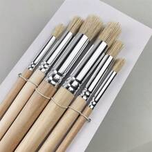 6pcs Stencil Brush Set, Wooden Handle Bristle Paint Brushes For DIY Crafts, Students, And Painting Projects