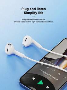 3.5mm Wired Earphones, In-Ear Stereo Bass Headphones With Microphone For Audio Calls And Music, Compatible With IPad/PC - White - View 5