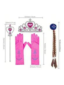 9pzs Princesa Disfraz Niñas Con Corona Y Cosplay Accesorios - Rojo - Ver 9