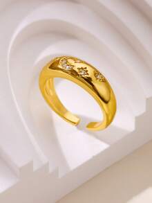 1枚星月戒指，男女通用，镀金粗链不锈钢戒指，星空主题饰品，适合婚礼情侣、闺蜜、妈妈等场合佩戴。 - 1 - 查看 3