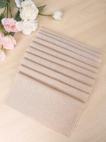 10pcs 25*25cm Linen-Like Fabric Cloth In Beige Color, For Embroidery, Diy Doll Making And Other Crafts - Beige - View 5