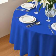 8 Pack Plastic Tablecloth 84\ Disposable Table Cloths For 6 To 8 Foot Tables Round Table Cover For Parties (Blue, Round),Round,Blue - Blue - View 7