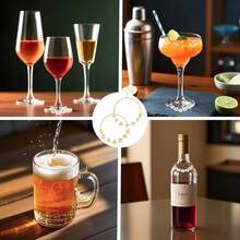 50 Sets Of High-Quality Personalized Wine Glass Charms Stem Glasses, Includes 50 Wine Charm Rings, Golden Beads, 810 Letter Beads, 1 Tweezer, Champagne Glass Markers Party Birthday Wedding VRYV - Vàng - Xem 8