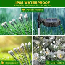 8颗LED太阳能萤火虫暖光灯，圣诞家居装饰，IP65防水，灯光如萤火虫般在空中飞舞，适用于别墅花园、万圣节装饰、派对装饰，智能可切换氛围灯，花园照明 - 暖白色 - 查看 6