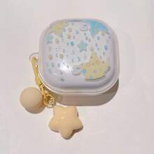 适用于三星 Galaxy Buds FE、Buds 3/Buds 3 Pro、Buds Pro、Buds Live、Buds 2/Buds 2 Pro 无线耳机的可爱兔子星形图案保护套，柔软外壳设计，女士款 - 滿頻星星兔子+掛件 - 查看 5