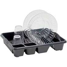 Set Of 3 Plastic Large Kitchen Sink | Rectangular Sink Tidy, Washing Up Bowl, Large Dish Drainer In Midnight/Graphite Colors - 午夜黑 - 查看 6