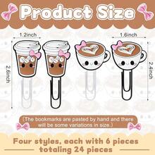 12 Pcs Coffee Cup Shape Paper Clips Funny Cute Paperclips Bookmarks Planner Clips Back To Schoolsss Teacher Appreciation Gift Supplies For Employee Office Supplies Stationery Coffee Lover Gifts - 白色,黑色 - 查看 4