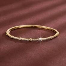 1pc Fashionable Geometric Polka Dot Design Cubic Zirconia Inlaid Women Bracelet