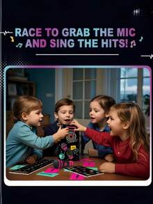 Trò chơi tranh giành micro, trò chơi karaoke gia đình, 2-10 người chơi, trò chơi vui nhộn với 250 lời bài hát (125 thẻ), thích hợp cho đêm chơi game, tiệc sinh nhật, tuyệt vời cho người yêu âm nhạc, karaoke hoặc ca sĩ. - Nhiều màu - Xem 10