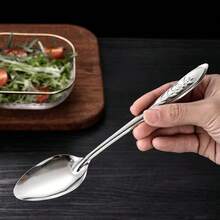 10pcs Stainless Steel Serving Spoons Cutlery Set, Coffee Spoon, Dessert Spoon, Salad Spoon,Suitable For Household, Hotel, Wedding And Party,Kitchen Essentials Home Dishes Set - 銀色 - 查看 5