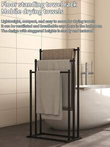 1pc Bathroom Towel Rack, Freestanding Floor Type, Minimalist Bathtub Shelf, Durable High-Quality Towel Holder, Sturdy Bathroom Storage Rack, Suitable For Bathroom, Bedroom, Kitchen, Laundry Room - Applicable To Various Room Types. - Multicolor - View 4