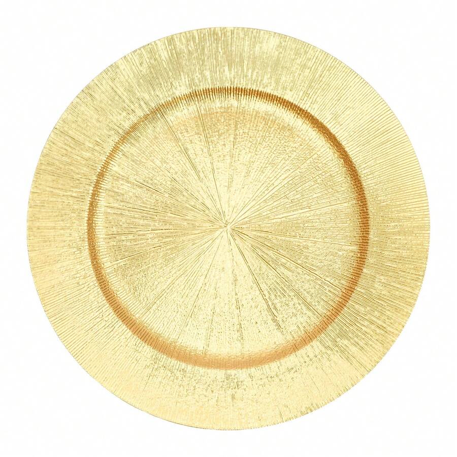 LOYALHEARTDY-BTG Antique Charger Plates Set, 50 Pcs 13in Plastic Embossed Dinner Plate, Round Charger Serving Plate Elegant Floral Plates For Dinner Wedding Party Event Table Setting Decoration - 金幣-50個 - 查看 1