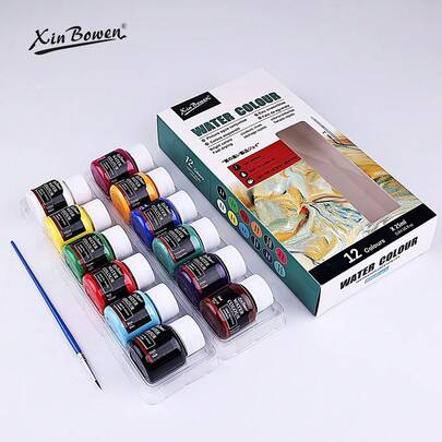 12 X 25ml Acrylic Paint Set, Glass/Textile Paint Set, Artist Quality, Rich Colors, Ideal For Beginners And Artists To Paint On Canvas, Wood, Clay, Fabric, Ceramic Crafts