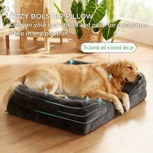 Sofá cama para perros XXL extraíble y lavable, adecuado para mascotas grandes como golden retrievers, sofá cama grande de espuma de soporte con funda extraíble y lavable, forro interior y base antideslizante, gris, decoración de habitación, muebles de patio al aire libre, muebles de patio - Gris Oscuro - Ver 2