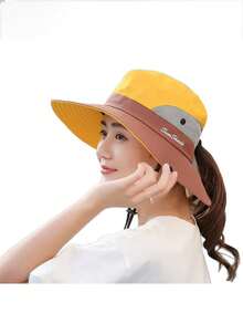 1pc Ladies Sunscreen Hat - Sunshade Cap - New Style - Spring And Summer Season - Stylish Face Covering Bucket Hat - Sun Protection Cap - Multicolor - View 6