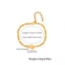 1条简约经典十二生肖金色不锈钢费加罗链手链，女士款