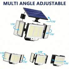 Outdoor Solar Lamp, Motion Sensor Lamp With 348 LEDs, Wall Lamp With Remote Control, Wall Lamp From Dusk To Dawn, With 3 Lighting Modes, IP65, Street Lamp, Safety LED Floodlight, 5.03-Meter Cable, Suitable For Indoor And Outdoor Use - White Light - View 10