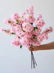 1pc/3pcs/6pcs 27.6'' Artificial Cherry Blossom Branches Pink Faux Cherry Flowers Peach Branches Silk Tall Stems For Home Living Room Dining Table Decoration, Wedding Party DIY, Courtyard Sakura Branch Stem, Valentine Day, Gift Gifts Birthday Graduation - Pink - View 1