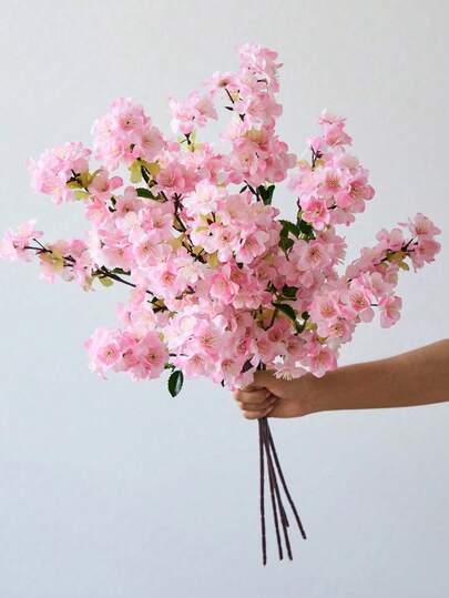 1pc/3pcs/6pcs 27.6'' Artificial Cherry Blossom Branches Pink Faux Cherry Flowers Peach Branches Silk Tall Stems For Home Living Room Dining Table Decoration, Wedding Party DIY, Courtyard Sakura Branch Stem, Valentine Day, Gift Gifts Birthday Graduation