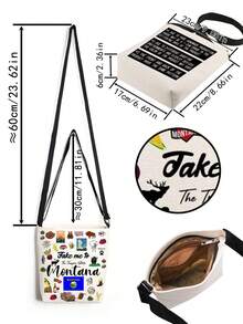 Take Me To Themed Graphic Crossbody Bag, Unisex Reusable Shoulder Messenger Bag, Casual Versatile Courier Bag With Colorado, Connecticut, Michigan, Montana, New Mexico, Tennessee State Prints, Convenient Travel Themed Gift For US State Enthusiasts - Multicolor - View 11