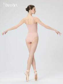 DonsGirl Women's Ballet Leotard - Sexy Printed Mesh Ruffle V-Neck Spaghetti Strap, French Elegant Romantic Bodysuit | Full Lining And Removable Pads - Baby Pink - View 10